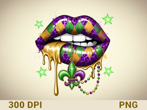 Download Mardi Gras Dripping Lips Sublimation - Dripping lips Collection