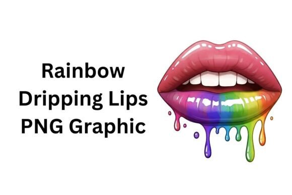 Download Rainbow Dripping Lips Png Graphic - Dripping lips Collection