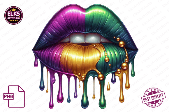 Download Mardi Gras Dripping Lips PNG Sublimation - Dripping lips Collection