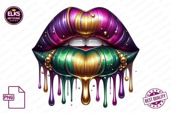 Download Mardi Gras Dripping Lips PNG Sublimation - Dripping lips Collection