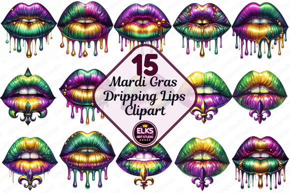 Download Mardi Gras Dripping Lips PNG Sublimation - Dripping lips Collection