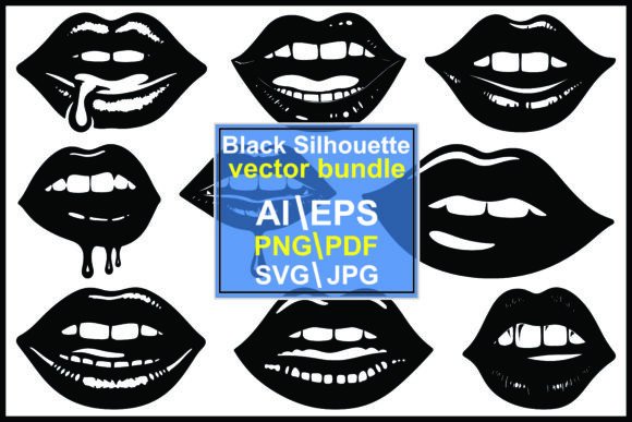 Download Silhouette Dripping Lips Clipart Vector - Dripping lips Collection