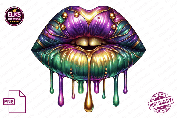 Download Mardi Gras Dripping Lips PNG Sublimation - Dripping lips Collection