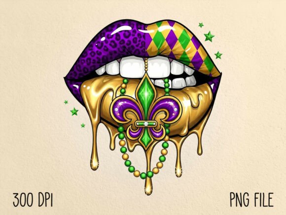Download Mardi Gras Dripping Lips Sublimation PNG - Dripping lips Collection