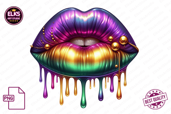 Download Mardi Gras Dripping Lips PNG Sublimation - Dripping lips Collection