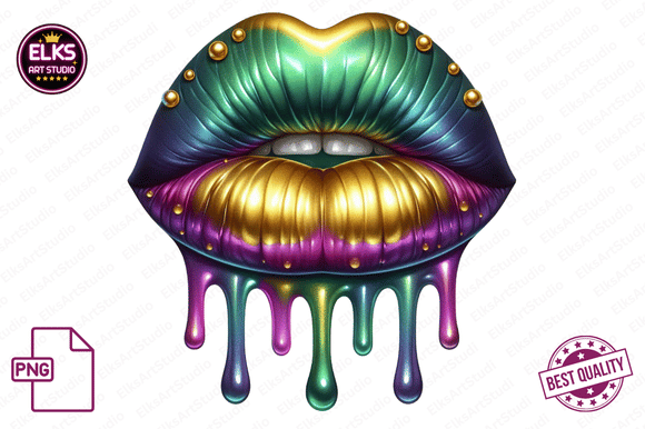 Download Mardi Gras Dripping Lips PNG Sublimation - Dripping lips Collection